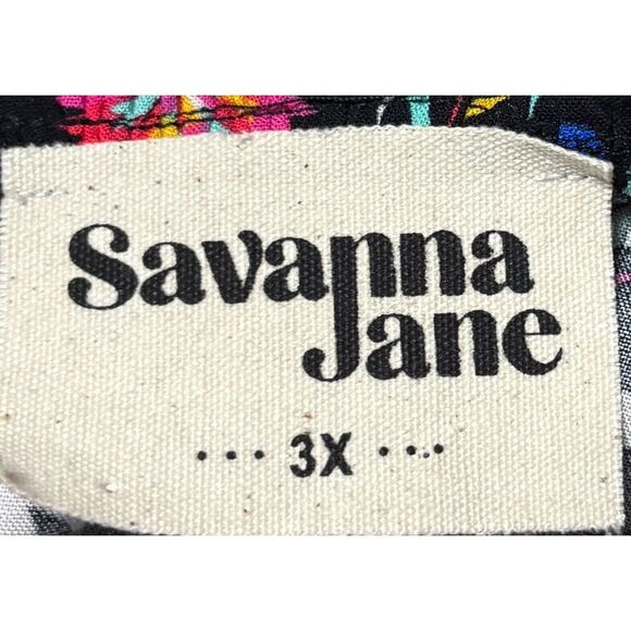 Savanna Jane Top Size 3X Black Abstract Embroidered Floral Boho Artsy Cottage - Picture 7 of 9